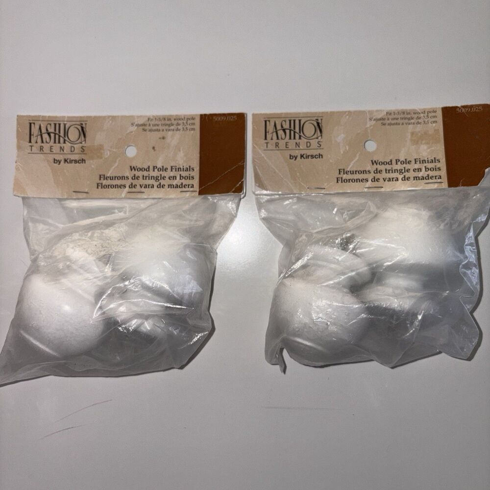 Kirsch Wood Trends Classics White Wood Ball Finial Fits 1 - 3/8" Pole 2 Sets